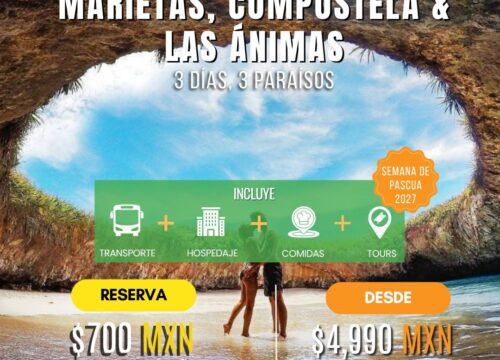 3 Paraísos: Marietas, Compostela & Las Ánimas | 4-6 Abr 2027 🏝️🌊